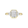 Boucheron Signed Ring With Bezel Set GIA Certified 2.09 Carat Emerald Cut E/SI1 Diamond and Trillion Side Stones