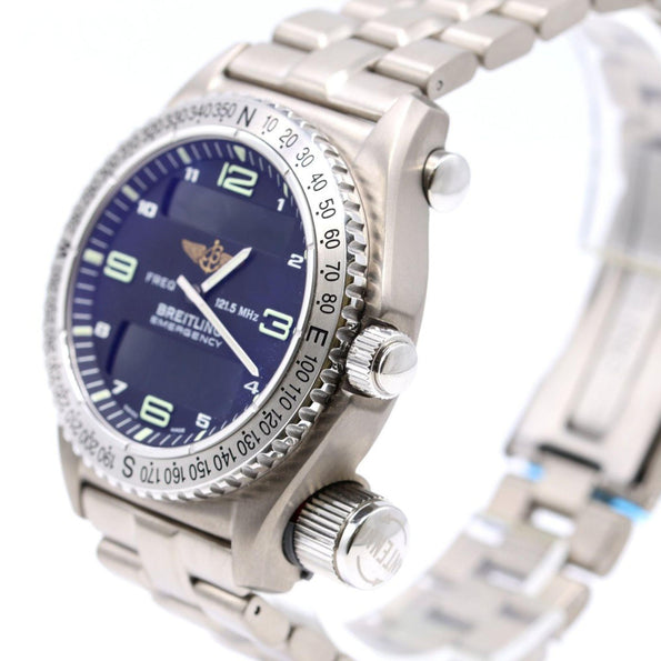 Breitling Emergency E56321 Titanium Black Dial Quartz Transmitter Watch Full Set