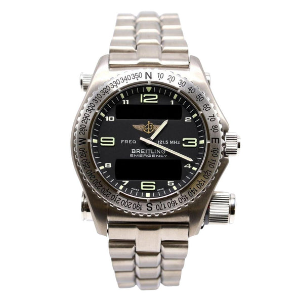 Breitling Emergency E56321 Titanium Black Dial Quartz Transmitter Watch Full Set