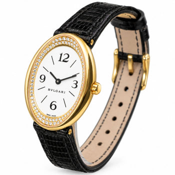 Bvlgari Ovale OV32G Factory Diamond Bezel 18K Yellow Gold Watch Circa 1990s – Assay Jewelers