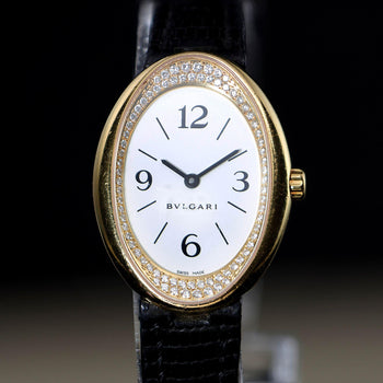 Bvlgari Ovale OV32G Factory Diamond Bezel 18K Yellow Gold Watch Circa 1990s – Assay Jewelers
