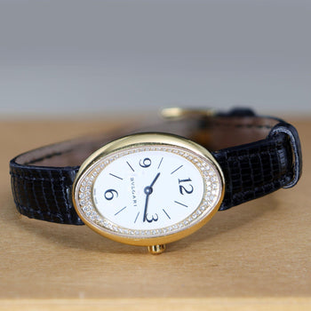 Bvlgari Ovale OV32G Factory Diamond Bezel 18K Yellow Gold Watch Circa 1990s – Assay Jewelers