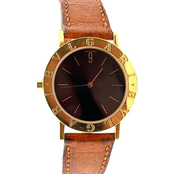 Bvlgari Vintage Mens Watch Ref. BB30 GI in 18K Yellow Gold & Leather Strap – Assay Jewelers