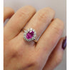 CGTL Certified 3.96 Carat Oval Cut Pink Sapphire and Diamond Halo Ring in 18k White Gold