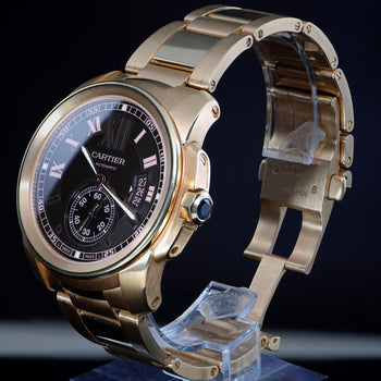 Cartier Calibre de Cartier W7100040 Chocolate Dial 18K Rose Gold Watch Full Set – Assay Jewelers