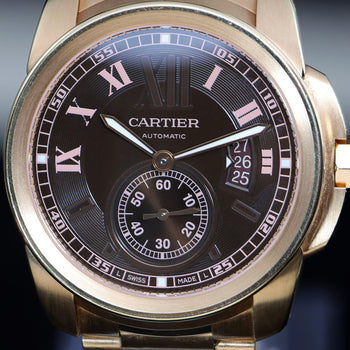 Cartier Calibre de Cartier W7100040 Chocolate Dial 18K Rose Gold Watch Full Set – Assay Jewelers