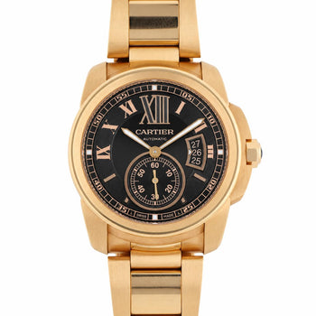Cartier Calibre de Cartier W7100040 Chocolate Dial 18K Rose Gold Watch Full Set – Assay Jewelers