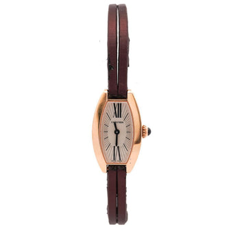 Cartier Mini Tonneau Lanieres 2592 18K Rose Gold Burgundy Strap Quartz Watch – Assay Jewelers