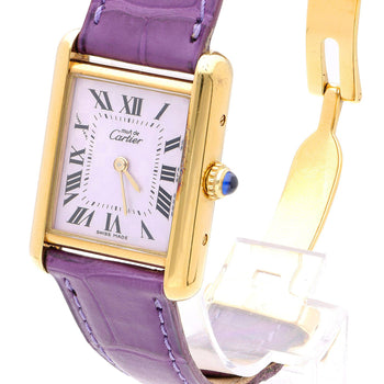 Cartier Must de Cartier Tank 2415 Japan Limited Purple Checkerboard Dial Vermeil – Assay Jewelers