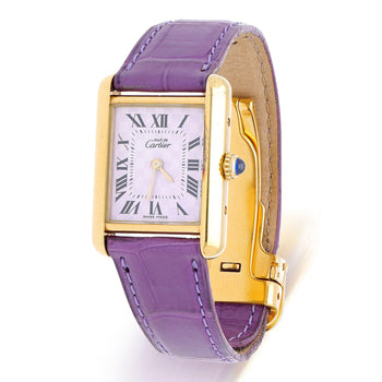 Cartier Must de Cartier Tank 2415 Japan Limited Purple Checkerboard Dial Vermeil – Assay Jewelers