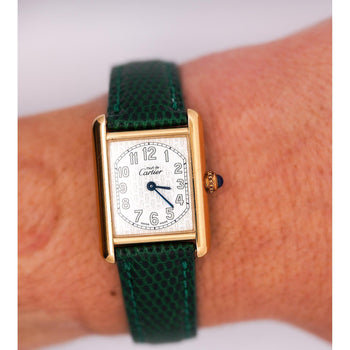 Cartier Must de Tank ref. 2415 Watch On Green/Black Leather With Box & Papers – Assay Jewelers