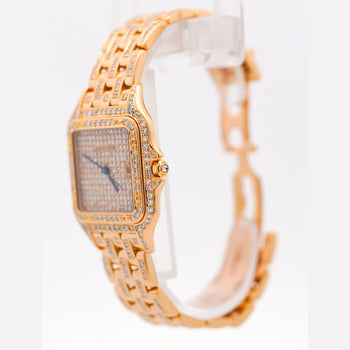 Cartier Panthere Full Factory Diamond 27mm 18K Gold Watch Ref 008133 – Assay Jewelers