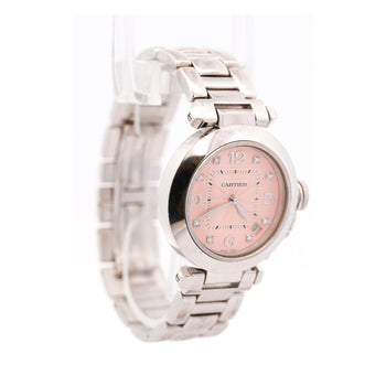 Cartier Pasha 2308 Diamond 18K White Gold Pink Dial Bracelet Automatic Watch – Assay Jewelers