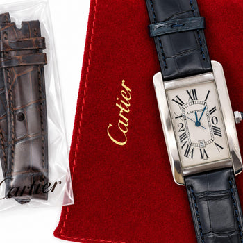 Cartier Tank Americaine 1741 White Gold Automatic Watch 20 Years Service Edition – Assay Jewelers