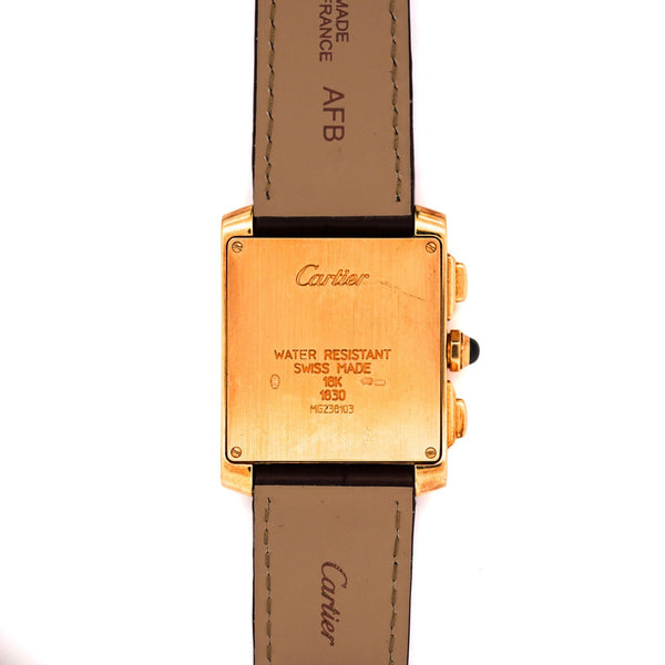 Cartier Tank Francaise Chronograph XL 1830 18K Gold Leather Watch