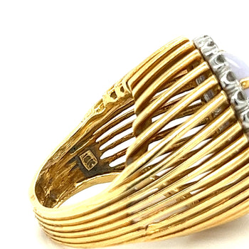 Bague halo certifiée en or 18K avec jade lavande et diamants ronds – Assay Jewelers