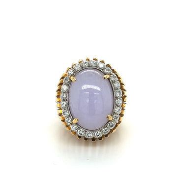 Bague halo certifiée en or 18K, jade lavande et diamants ronds – Assay Jewelers