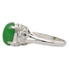 Certified 2.69 Carat Oval Bright Green Untreated A Jadeite Jade Platinum Ring