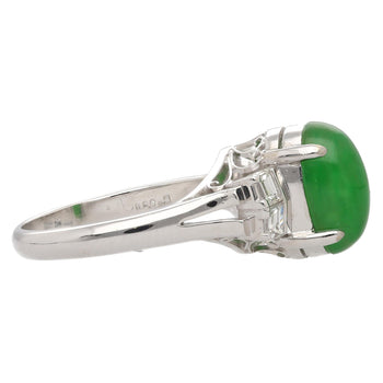 Certified 2.69 Carat Oval Bright Green Untreated A Jadeite Jade Platinum Ring – Assay Jewelers