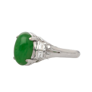 Certified 2.69 Carat Oval Bright Green Untreated A Jadeite Jade Platinum Ring – Assay Jewelers
