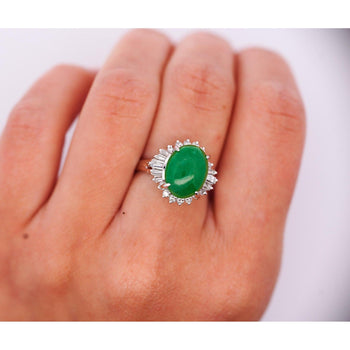 Certified 5.16 Carat Fei Cui Type A Jadeite Jade and Diamond Cocktail Ring – Assay Jewelers