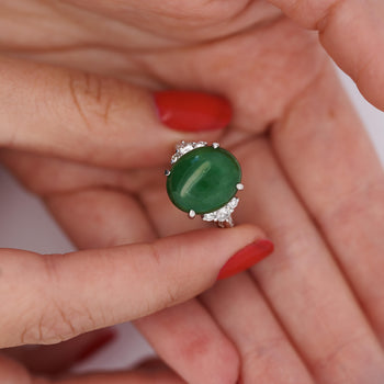 Certified Untreated 8.14 Carat Jadeite Jade A Fei Cui Platinum Ring – Assay Jewelers