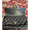 Chanel 1996 Black Patent Quilted Medium Double Charm CC 24K Flap Handbag Purse