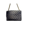 Chanel Vintage Jumbo Single Shoulder Flap Dark Blue Quilted Lambskin Charm Purse