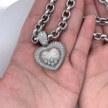 Chopard Happy Diamond 18Kt White Gold Heart Shape Pendant Necklace with Pouch & Papers – Assay Jewelers