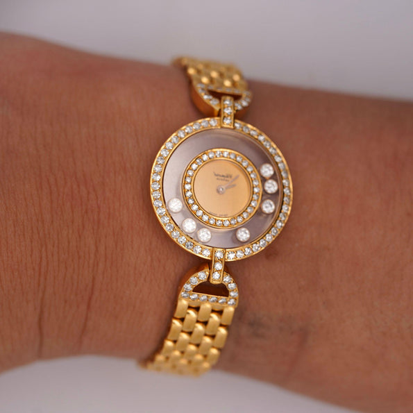 Chopard Happy Diamonds 22.05 Carat Diamond Ref 4097 Bezel 18K Yellow Gold Watch