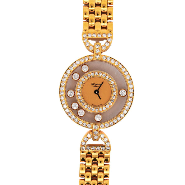 Chopard Happy Diamonds 22.05 Carat Diamond Ref 4097 Bezel 18K Yellow Gold Watch