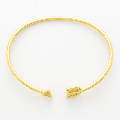 Diamond Arrow Cuff Bangle Bracelet 14K Gold