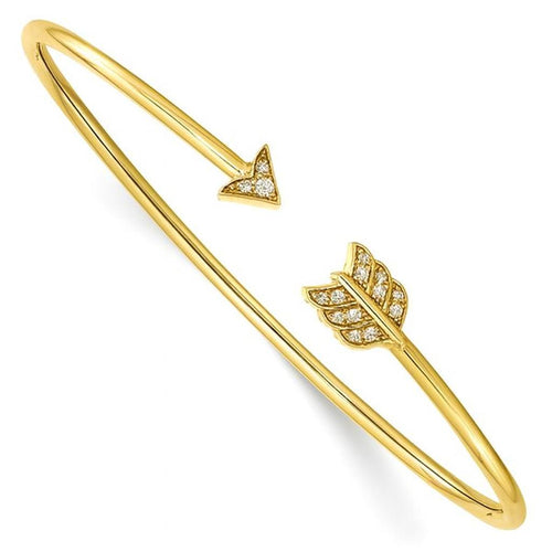 Diamond Arrow Cuff Bangle Bracelet 14K Gold