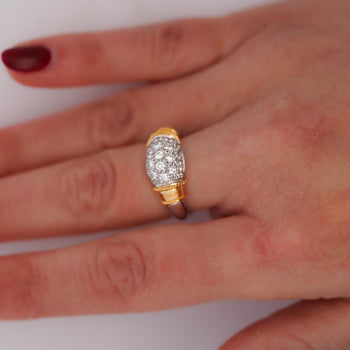 Diamond Platinum & 18K Gold Two Tone Pave Band Ring – Assay Jewelers