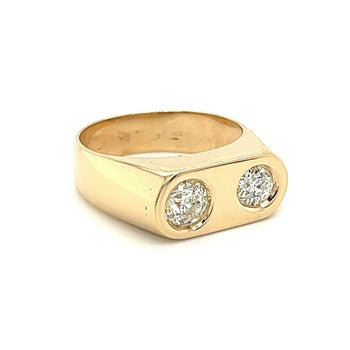 Double Diamond Bezel Statement Ring in 18K Yellow Gold – Assay Jewelers