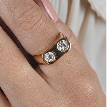Double Diamond Bezel Statement Ring in 18K Yellow Gold – Assay Jewelers