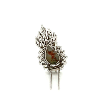 Drop Shaped Black Opal with Marquise & Round Diamond Halo Pendant Or Brooch in 14K White Gold – Assay Jewelers