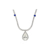 EGL Certified 5.02 Carat Pear Diamond Pendant and Diamond Halo & Sapphire Detail