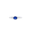 East West Oval Blue Sapphire and Diamond 18K White Gold Textured Ring