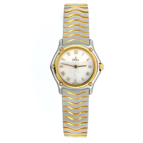 Ebel 1057901 Sport Classique Stainless Steel & 18K Gold Bezel Ladies Watch with Mother of Pearl Dial