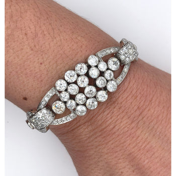 Edwardian Era 20 Carat Old Euro Cut Diamond Bracelet In Platinum Setting – Assay Jewelers