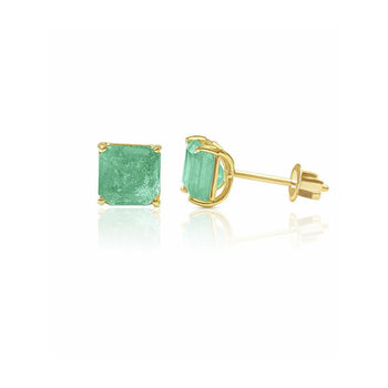 Emerald Cut Natural Emerald Stud Earrings in 18k Solid Yellow Gold – Assay Jewelers