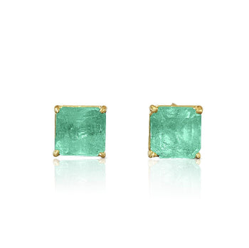 Emerald Cut Natural Emerald Stud Earrings in 18k Solid Yellow Gold – Assay Jewelers