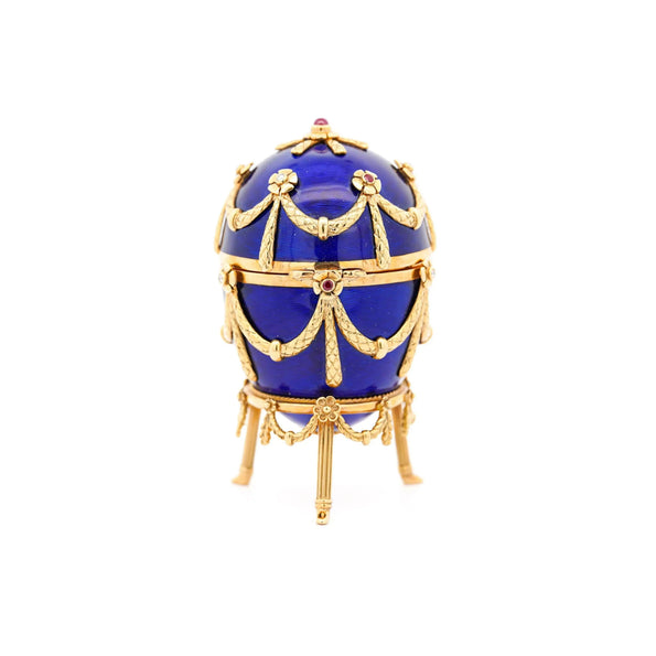 Fabergé Egg Victor Mayer 80/100 Blue Enamel with Original Box & Certified