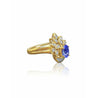 Floral Blue Dominant Tanzanite Ring in 14k Yellow Gold and Diamond Ring