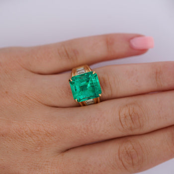 GIA 8.64 Ct Colombian Emerald & Diamond Men's Ring 18K Gold – Assay Jewelers