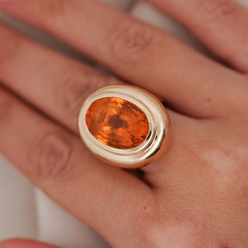 GIA Cert. 11 Carat Oval Citrine Bezel 14K Gold Cocktail Ring – Assay Jewelers