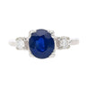 GIA Cert. 1.85 Carat Oval Blue Sapphire & Diamond 14K White Gold 3 Stone Ring