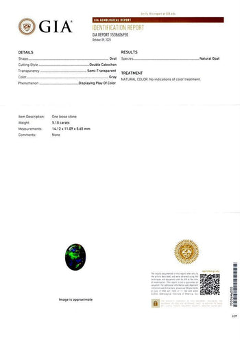GIA Cert. Opale nero non trattato da 5.10 carati con halo di diamanti in platino Ring a raggiera – Assay Jewelers