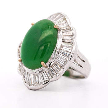 GIA Cert. 8 Carat Burma Jadeite Jade & Diamond 18K White Gold Ballerina Ring – Assay Jewelers